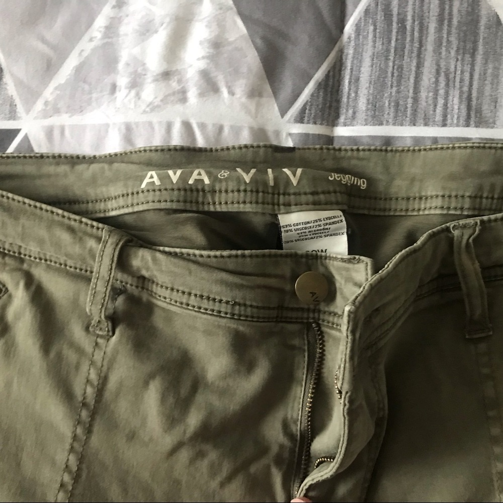 Army green jegging pants - ankled length